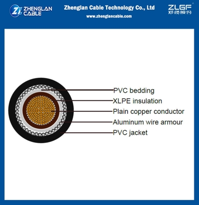 0.6/1kv CU/XLPE/PVC/AWA/PVC 低電圧電源ケーブル アルミニウムワイヤ 装甲 1x630sqmm IEC60502-1
