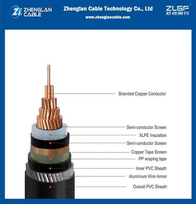 19/33kv 地下電源ケーブル 銅線スクリーン+アルミニウム線 装甲単核 1x500mm2 IEC 60502-2