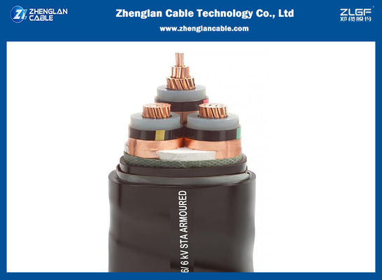 3中心の装甲中型の電圧送電線の銅線CU/XLPE/STA/PVCの電気ケーブル